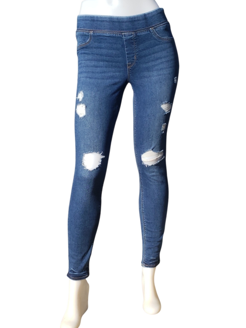 Nwot Sz 6 Old Navy Ripped Rockstar Super Skinny Dark Blue Jeggings Sexy